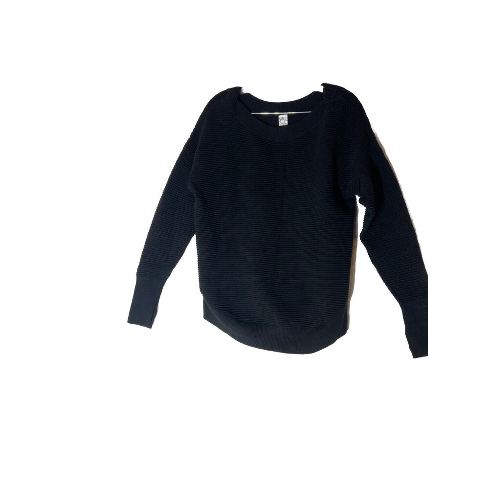 Aerie Offline Womens Sz XS Home Stretch Drop Sleeve Ribbed Black Sweater Shirt